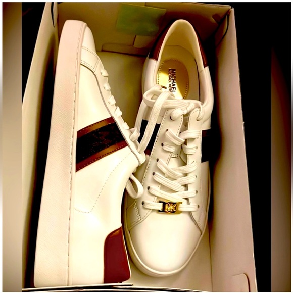 NIB MICHAEL MICHAEL KORS IRVING STRIPE LACE UP LEATHER sneakers SZ10 new in box - Picture 10 of 11